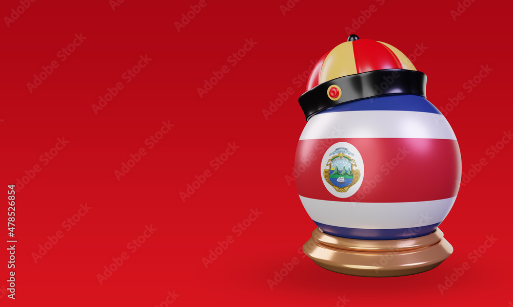 3d chinese newyear Costa Rica flag rendering right view