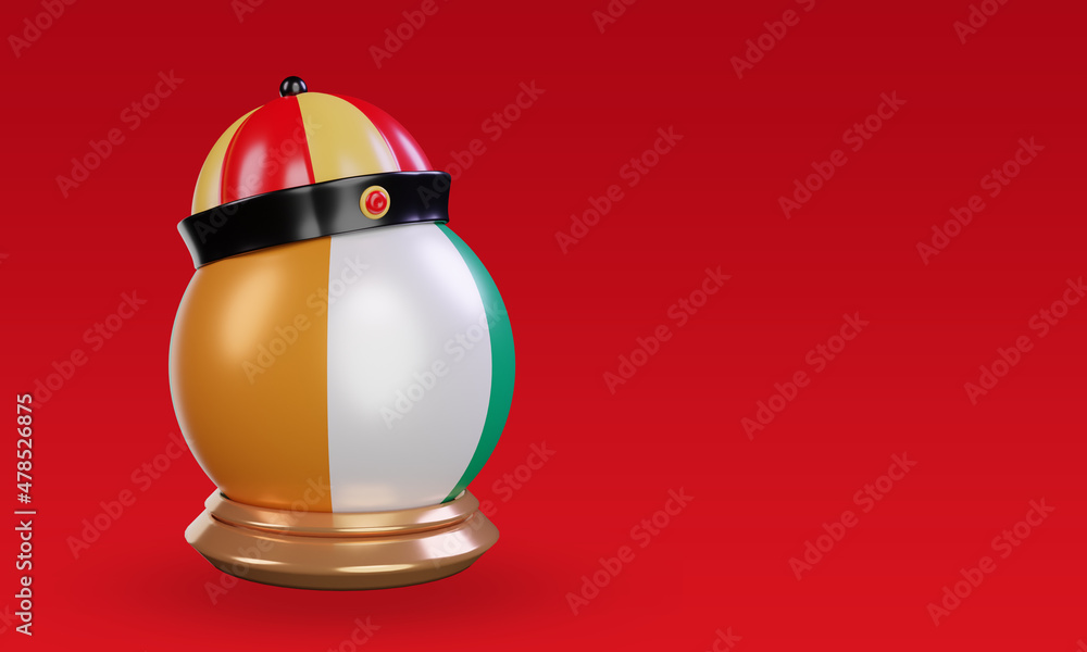 3d chinese newyear Cote dIvoire flag rendering left view