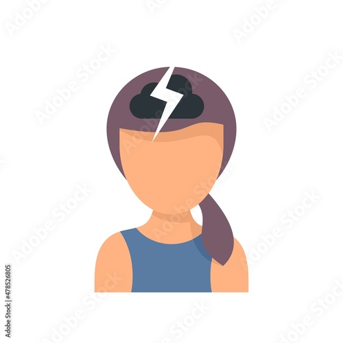 Storm girl teen problem icon flat isolated vector