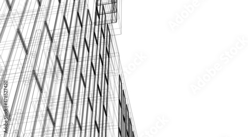 Modern architecture drawing 3d illustration 