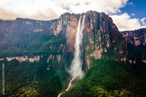 Scenic Aerial view of Angel Fall world s highest waterfall