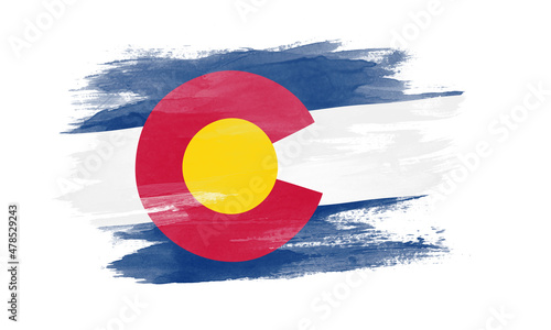 Colorado state flag brush stroke, Colorado flag background photo
