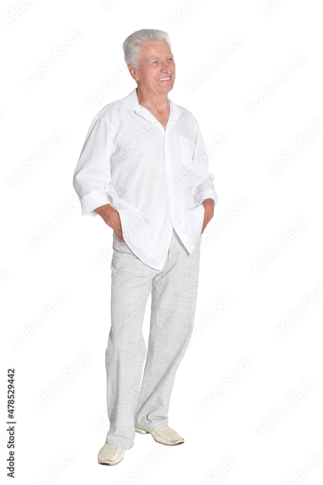 Senior man posing isolated on white background, full length Senior man posing isolated on white background, full length