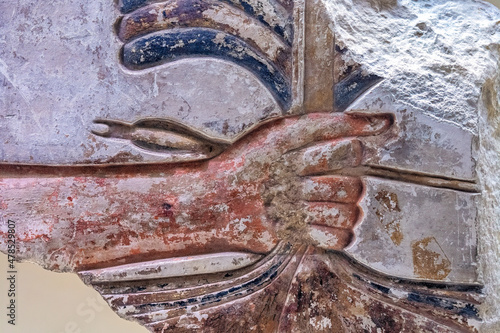 Egyptian Antique.: Detail of the Senwosret I mortuary complex photo