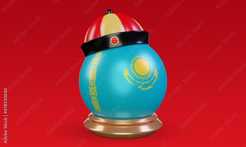 3d chinese newyear Kazakhstan flag rendering front view