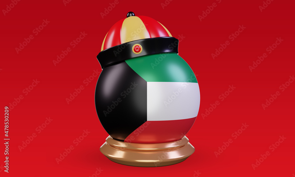 3d chinese newyear Kuwait flag rendering front view