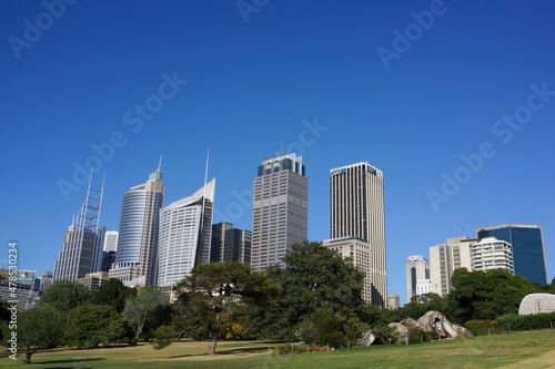 Sydney CBD and Royal Botanic Gardens cityscape view. Sydney is the state capital of New South Wales and the most populous city in Australia and Oceania. SYDNEY AUSTRALIA - OCTOBER 1, 2017.