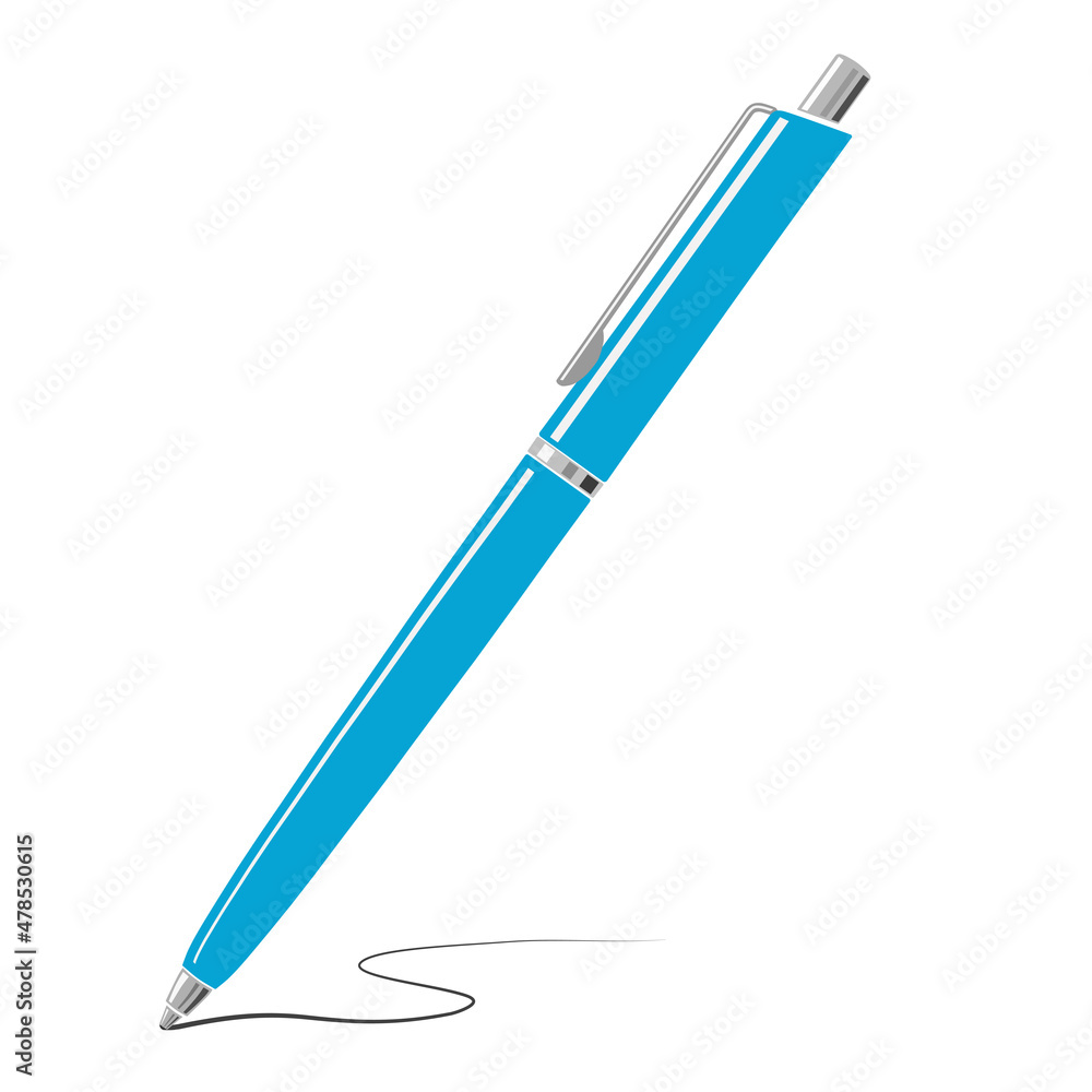 Blue writing metal pen icon isolated on white background. Blue writing metal pen icon isolated on white background.