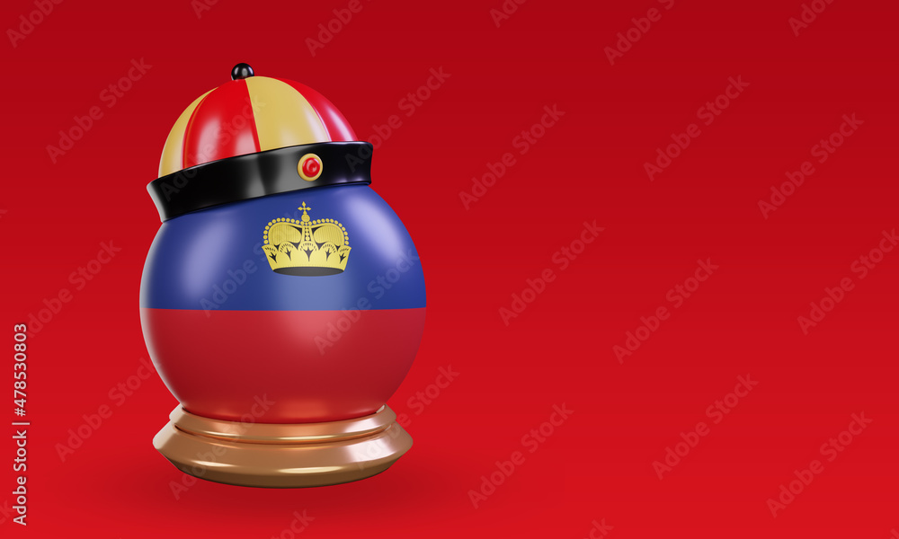 3d chinese newyear Liechtenstein flag rendering left view