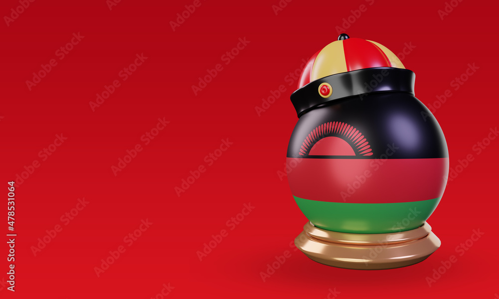 3d chinese newyear Malawi flag rendering right view