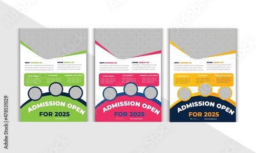 School Admission Flyer Design with Multicolor & Photospace