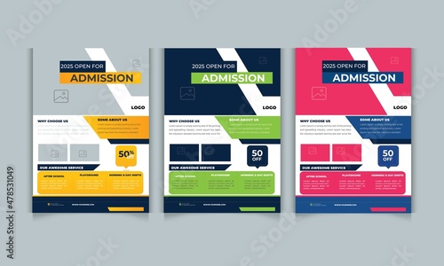 School Admission Flyer Design with Multicolor & Photospace