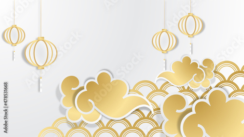 festive new year white gold chinese design background