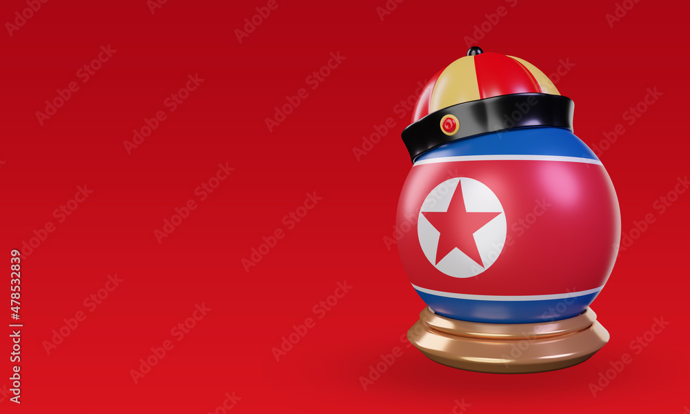 3d chinese newyear North Korea flag rendering right view