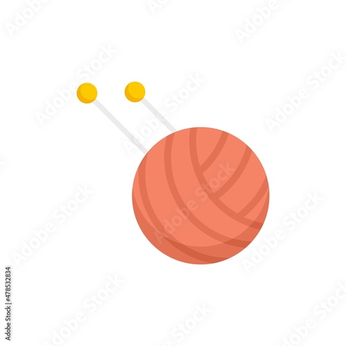 Knitting ball icon flat isolated vector