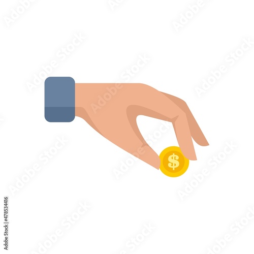 Take coin compensation icon flat isolated vector