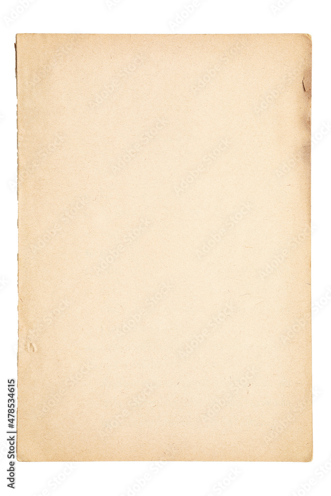 Old kraft brown paper on white isolated background