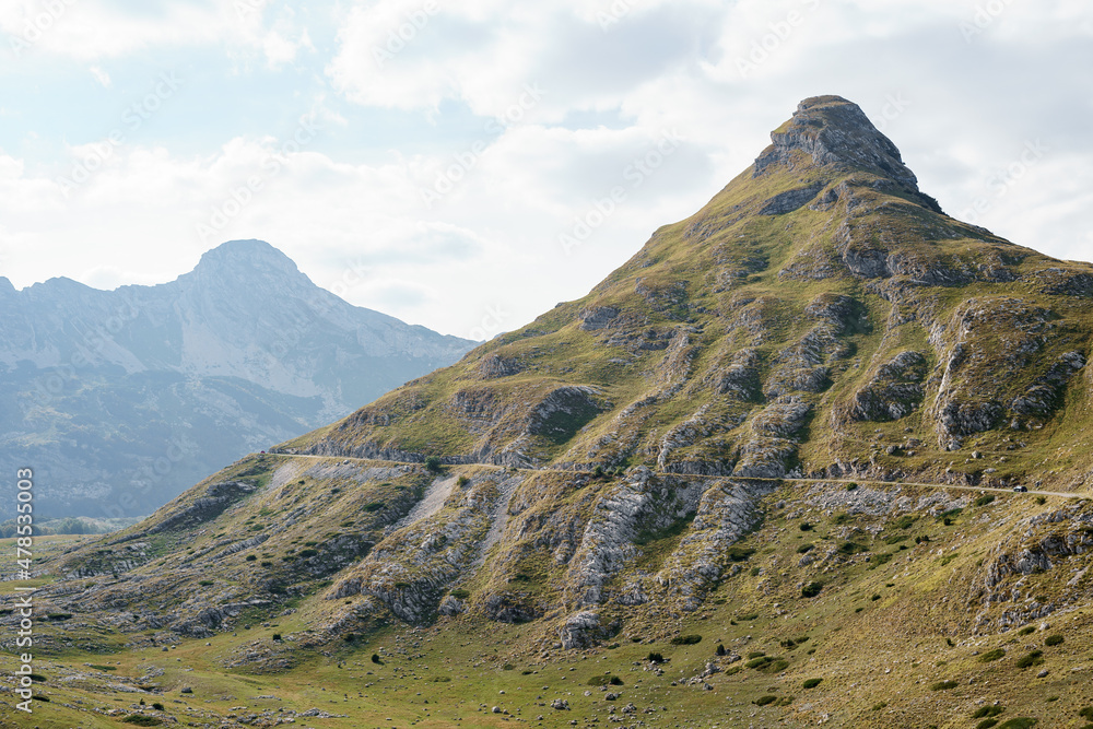 Pointed rocky mountain on the Sedlo Pass in Durmitor National Park