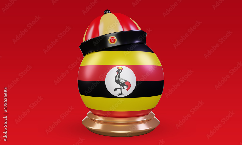 3d chinese newyear Uganda flag rendering front view