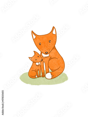foxy illustration sit cute funny cartoon isolated white
