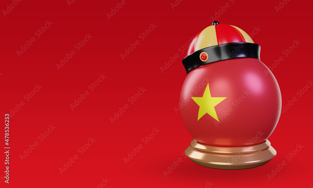 3d chinese newyear Vietnam flag rendering right view 3d chinese newyear Vietnam flag rendering right view