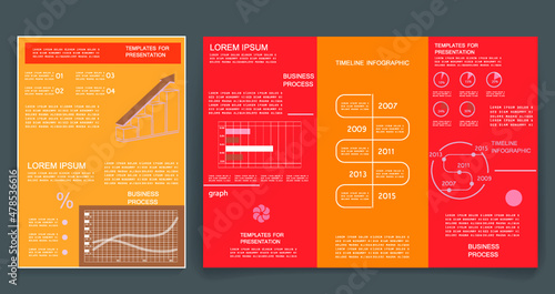 Brochure for business reports, cover layout and infographics