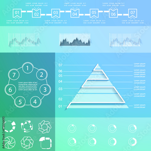Brochure for business reports, cover layout and infographics