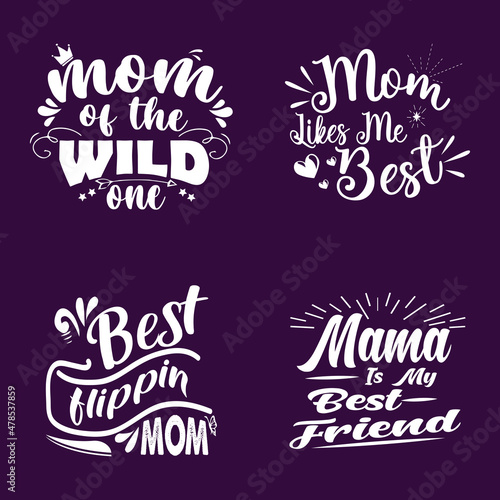 Mom t-shirt design typography set vector art