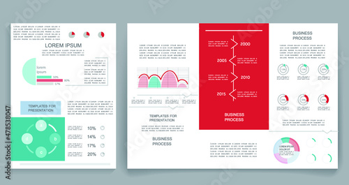 Brochure for business reports, cover layout and infographics