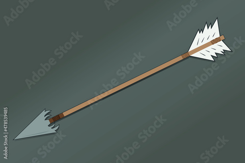 Fotografie, Obraz illustration ancient wooden bow arrow hunting war weapon flat vector