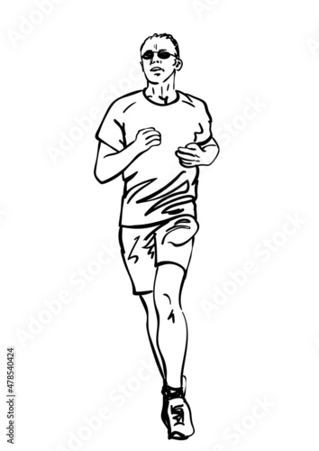 Sketch of running man, Hand drawn vector linear illustration