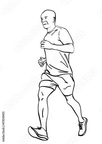 Sketch of running man, Hand drawn vector linear illustration