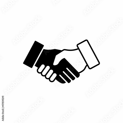 black and white shaking hand icon vector