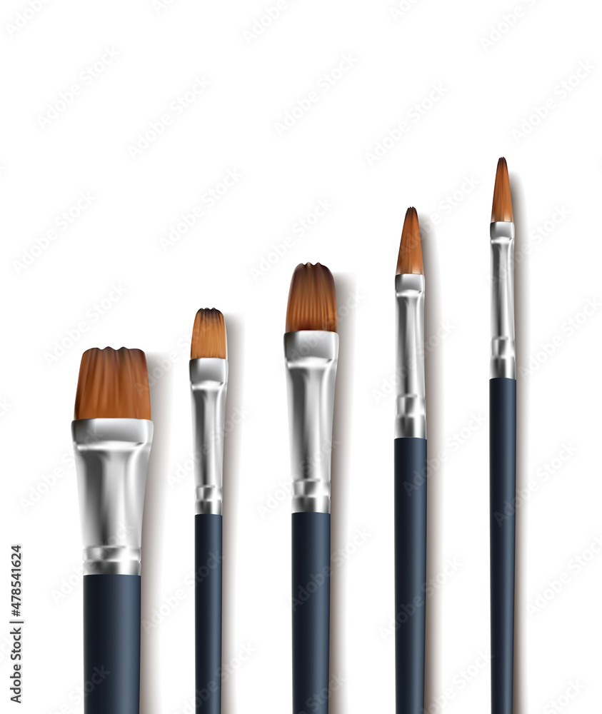 3d realistic icon. Art brushes for painting in different sizes. 3d realistic icon. Art brushes for painting in different sizes.