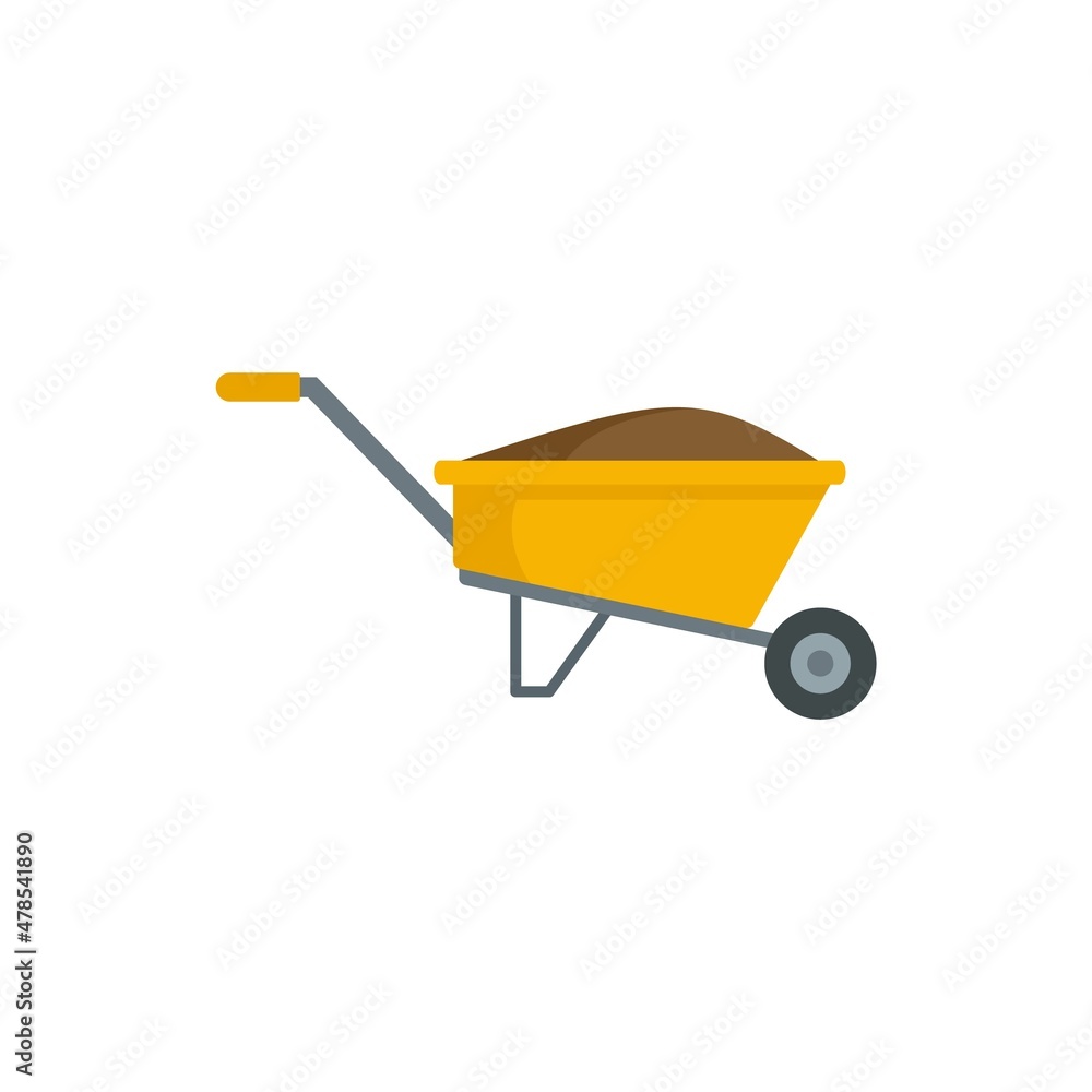 Compost wheelbarrow icon flat isolated vector Compost wheelbarrow icon flat isolated vector