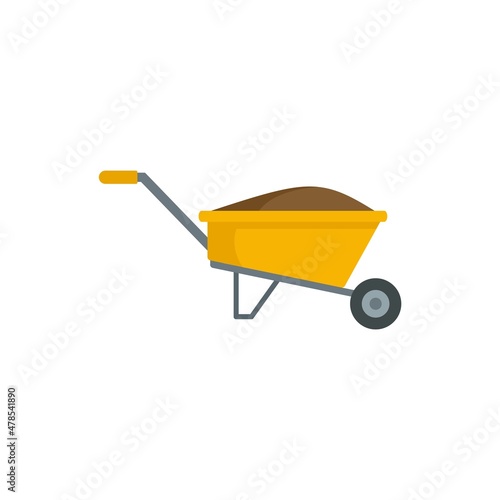 Obraz na plátně Compost wheelbarrow icon flat isolated vector