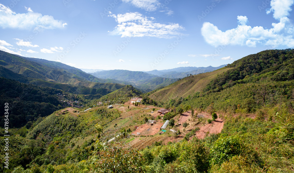 Fototapeta premium Viewpoint at Ban Huai Thon, Bo Kluea District, Nan Province, Thailand