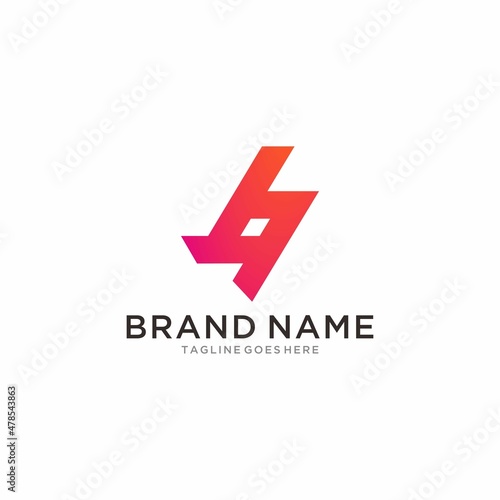 Free Download Modern logo design lowercase B in pink gradient color - GFXLoad