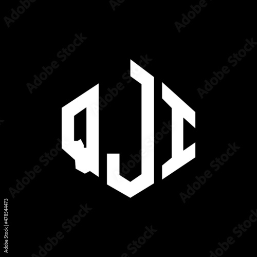 QJI letter logo design with polygon shape. QJI polygon and cube shape logo design. QJI hexagon vector logo template white and black colors. QJI monogram, business and real estate logo.
