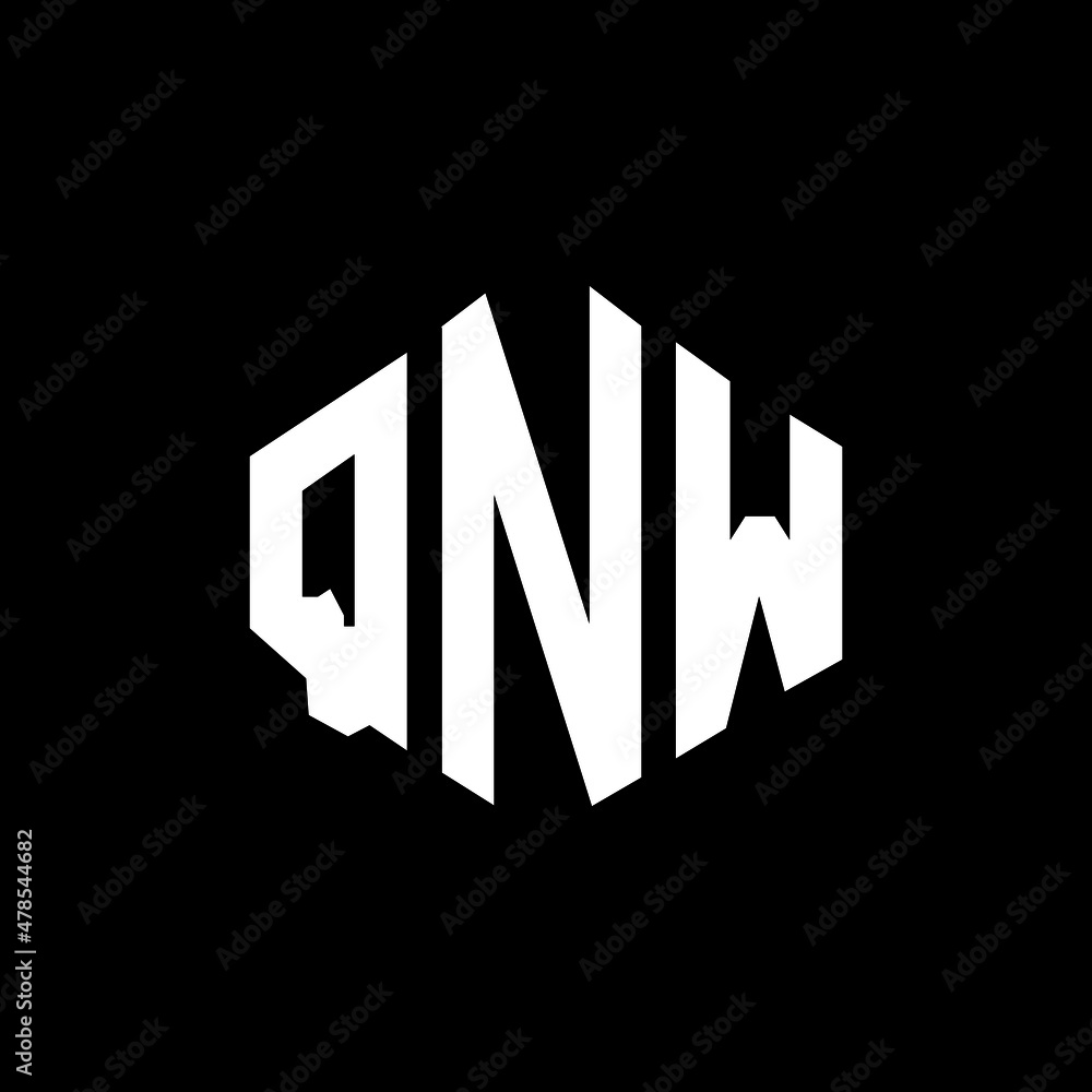QNW letter logo design with polygon shape. QNW polygon and cube shape logo design. QNW hexagon vector logo template white and black colors. QNW monogram, business and real estate logo. 