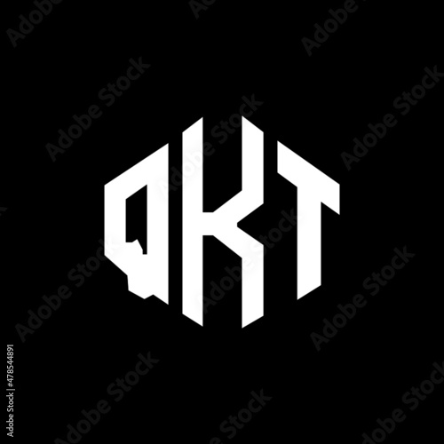 QKT letter logo design with polygon shape. QKT polygon and cube shape logo design. QKT hexagon vector logo template white and black colors. QKT monogram, business and real estate logo.