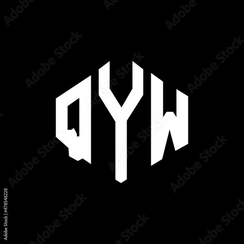 QYW letter logo design with polygon shape. QYW polygon and cube shape logo design. QYW hexagon vector logo template white and black colors. QYW monogram, business and real estate logo.