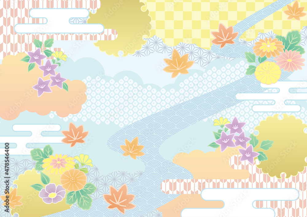 Japanese traditional background with flowers Japanese traditional background with flowers