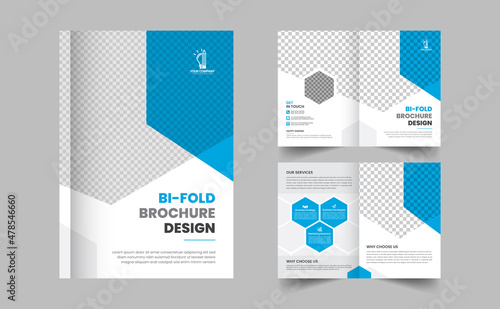 Business bi fold brochure design template. Corporate bi fold business brochure design template in A4 size