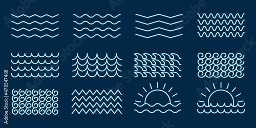 Canvas Print set of wave icon logo line art simple minimalist vector illustration template graphic design