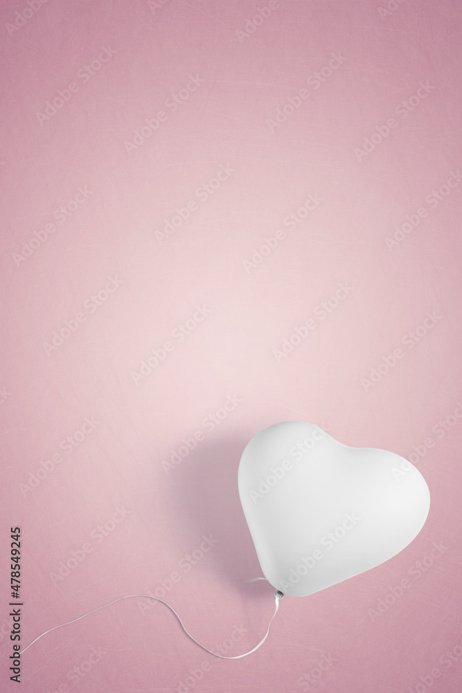 Fototapeta premium White heart shape party balloon with copy space