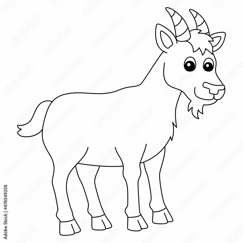 Goat Coloring Page Isolated for Kids