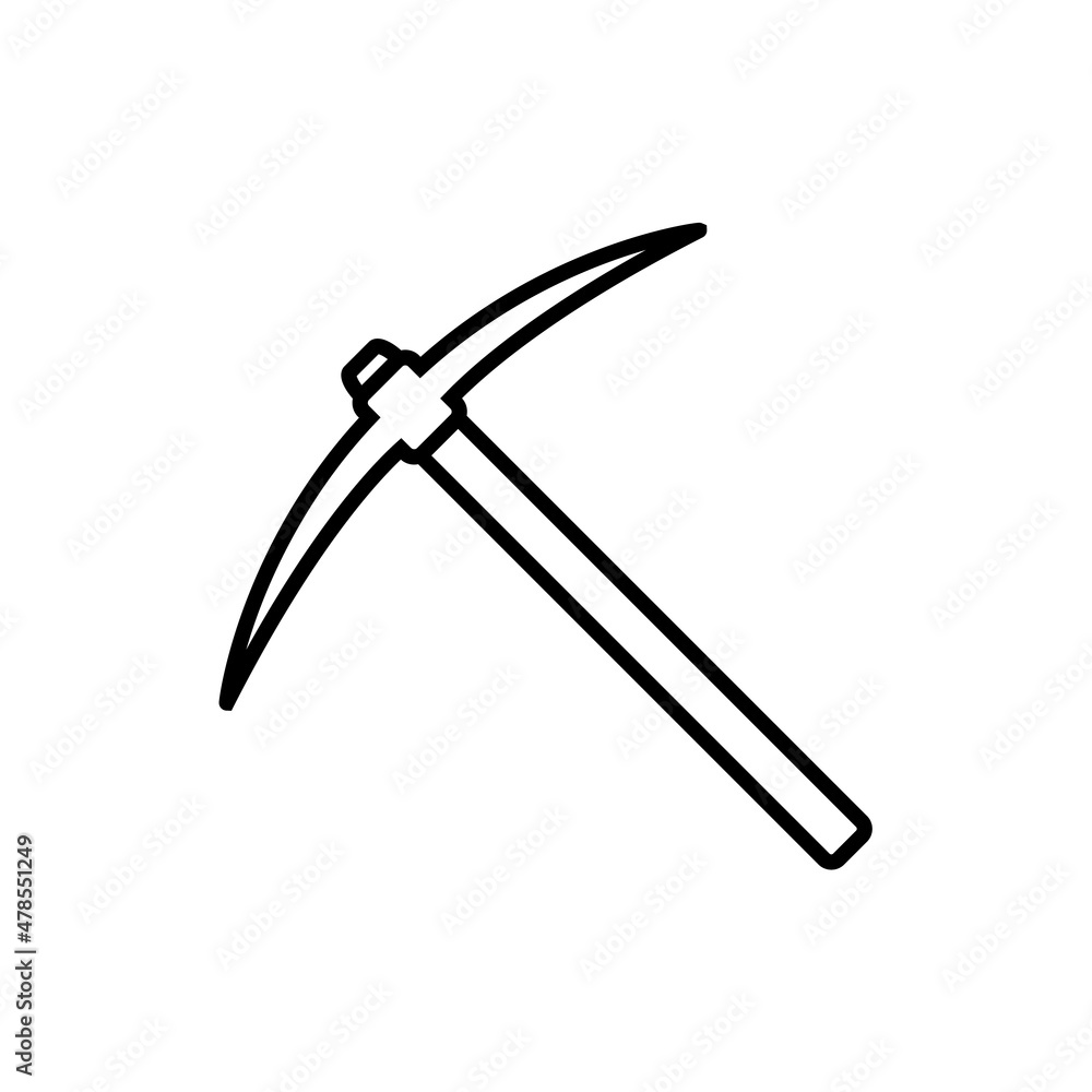 Pickaxe line icon, vector logo isolated on white background, pickaxe mining tool Pickaxe line icon, vector logo isolated on white background, pickaxe mining tool