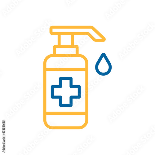 Washing hand with sanitizer liquid soap icon