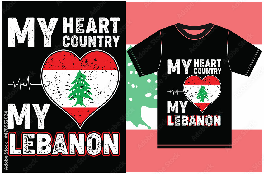 Funny Lebanon T-Shirt. Lebanon Gift for Wife, Husband, Girlfriend, Boyfriend.  Lebanon Flag T-shirt  Vector Design. Stock Vector | Adobe  Stock